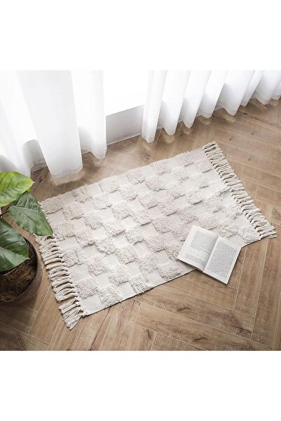 GENERAL Cotton Rug Tufted Cotton Rug Washable Retro Rug Hallway Rug with Tass...