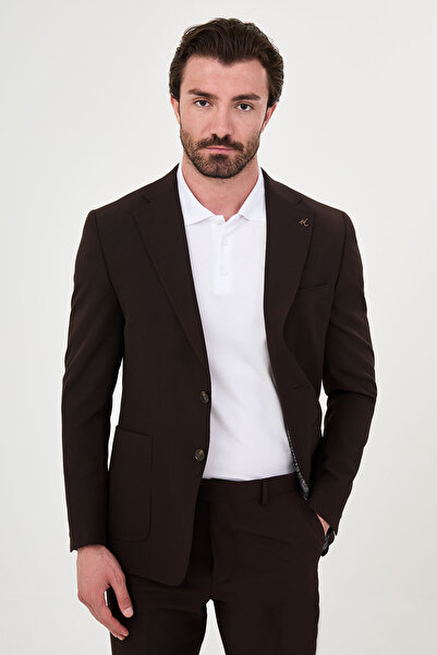 Mcr Straight Slim Fit Mono Collar Punto Stitched Men's Suit with Pocket Bag D...