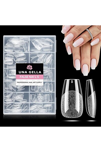 UNA GELLA Coffin Nails Tips, 216 PCS Soft Gel Nail Tips Coffin Half Matte Ful...