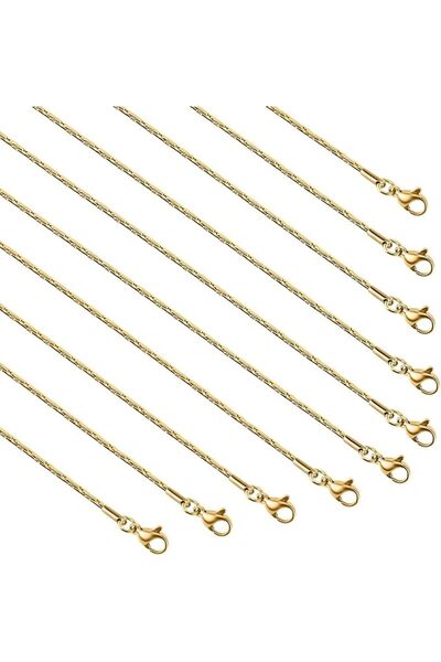 GENERAL 10 Pack Stainless Steel Necklace Chain, Dainty Gold Plated Box Chain ...
