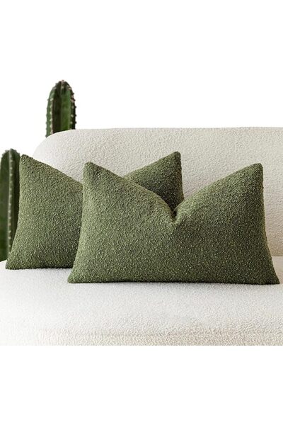 GENERAL Foindtower Pack of 2 Textured Boucle Throw Pillow Covers Accent Solid...