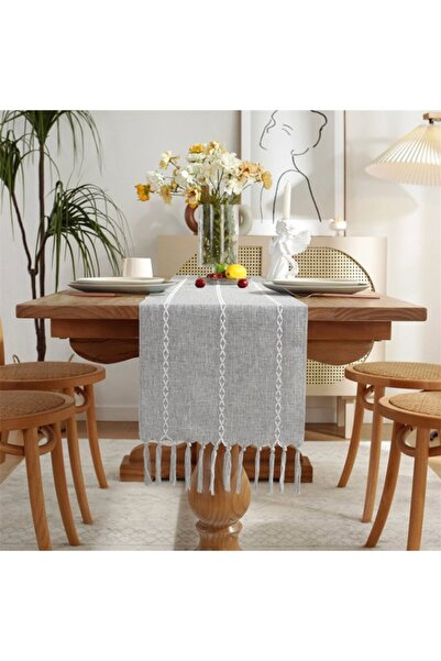 Generic Brand Table runner, bohemian style, cream, country style, tassels, wa...