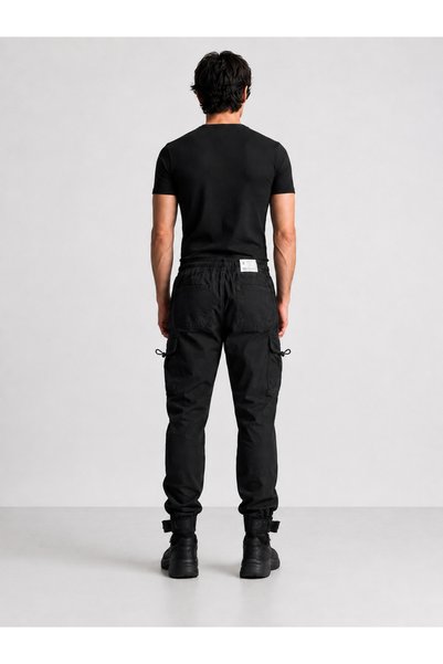Premium Men's Black Tactical Cargo Pants |   Multi-Pocket Cotton Jogger Pants