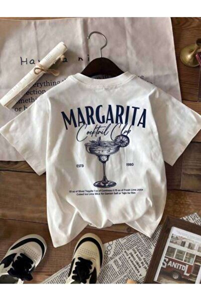 23ERVA 1pc Women's Clothing Margarita Cocktail Print T Shirt, White Top, Grap...
