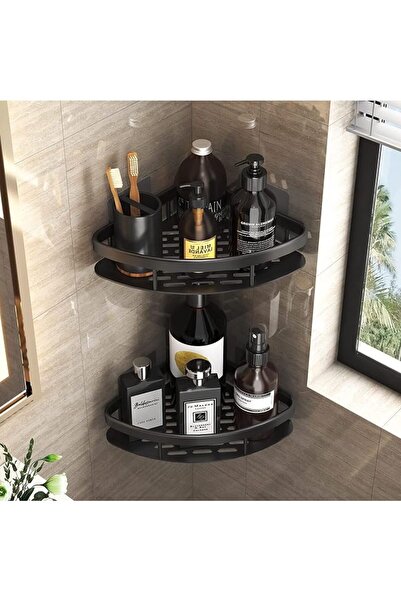 SULFAR Corner Shower Caddy Shelf, Adhesive Bath Corner Black Bathroom Shower ...