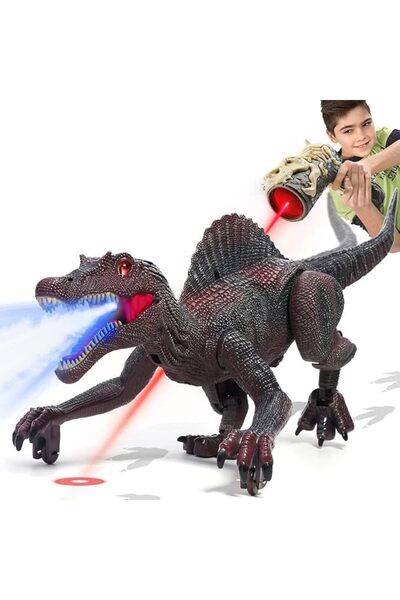 DMG TECH DMG RC Spinosaurus Dinosaur Toy, Light Tracking Auto Spray Mist, Rec...