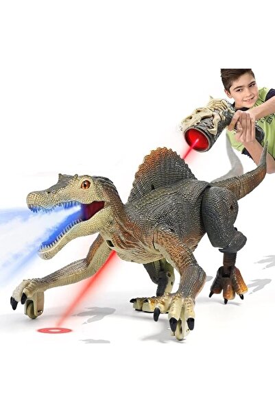 DMG TECH DMG RC Spinosaurus Dinosaur Toy, Light Tracking Auto Spray Mist, Rec...