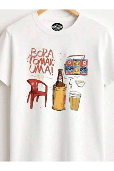LİNA06 تي شيرت رجالي بأكمام قصيرة بطباعة صيفية ممتعة - "Let's Have One" (Bora...
