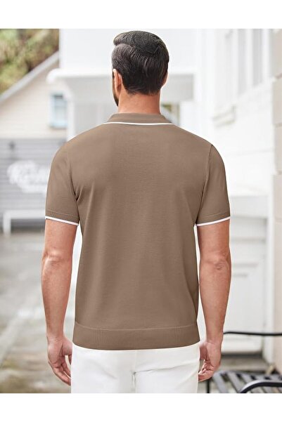 COOFANDY Men's Zipper Polo Shirt Casual Knit Short Sleeve Polo T Shirt Classic Fit Shirts