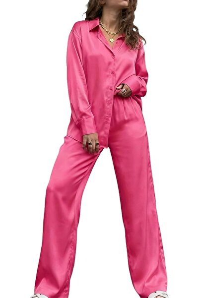 Ekouaer Womens Satin Silky Pajama Set 2 Piece Print PJs Soft Loungewear Butto...