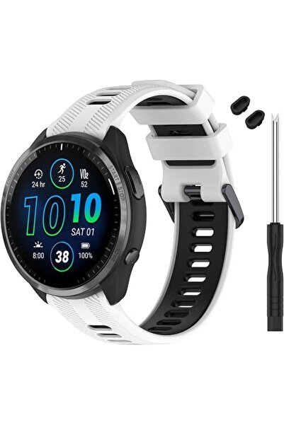 GENERAL حزام متوافق مع ساعة Garmin Forerunner 965 - حزام ساعة بديل من السيليك...