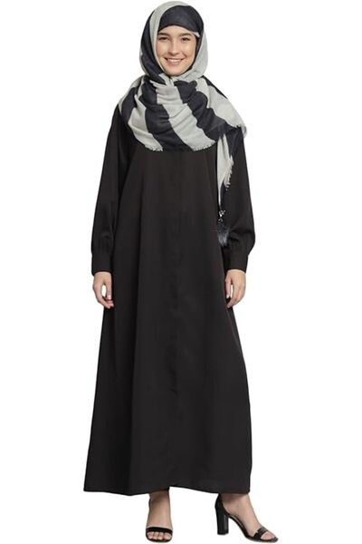 styleville.in Black Solid Abaya with hijab for women