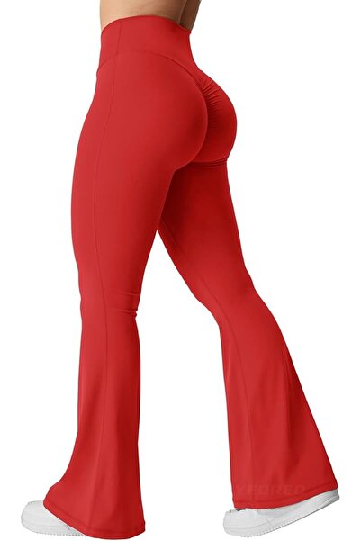 GENERAL YEOREO Kalie Flare Scrunch Leggings for Women V Cross Waist Bell Bott...