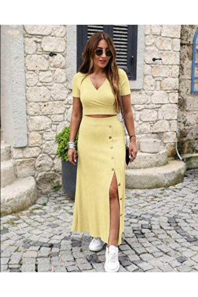 Feylace Women's Short Sleeve Double Breasted Collared Short Crop Ottoman Blou...