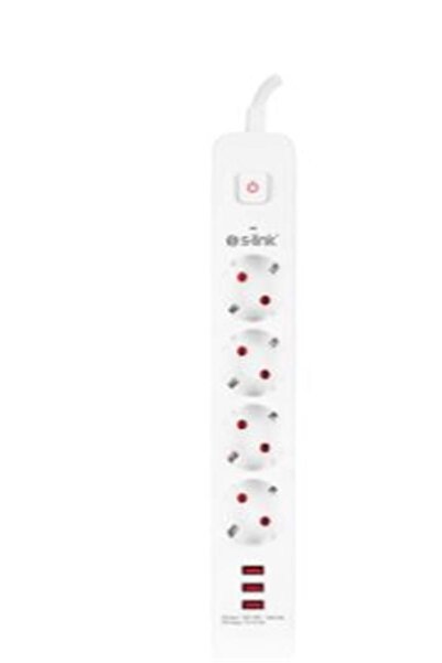 S-LINK SPG403U 1.5m 1.5mm 100 yüzde Bakır 750 Joule 3 Usb 5V2.4A 4lü Anahtarl...