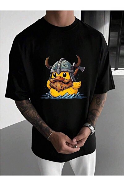 25W Men'S T-Shirt Bearded Viking Duck In Helmet Graphic Tee Lightweight Every...