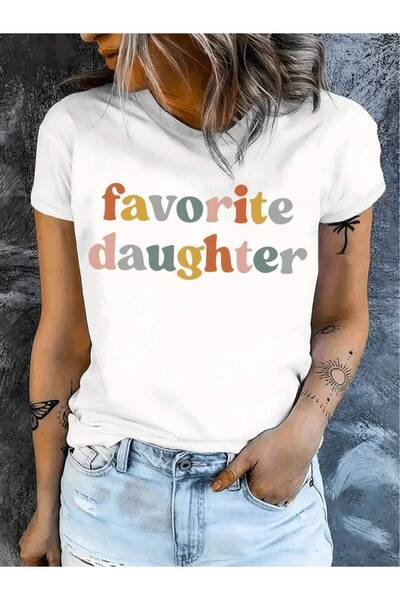 4Car Favorite Daughter Graphic Print TShirt For Women Casual Short Sleeve Tee...