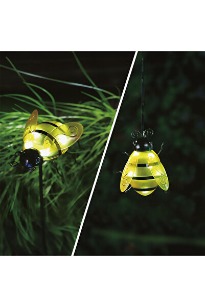 Alista Home Lampă solară în formă de albină cu țăruș și clemă, 6 LED-uri alb ...