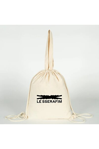 Generic Brand LE SSERAFIM Geantă din pânză versatilă cu șnur, imprimată, de p...