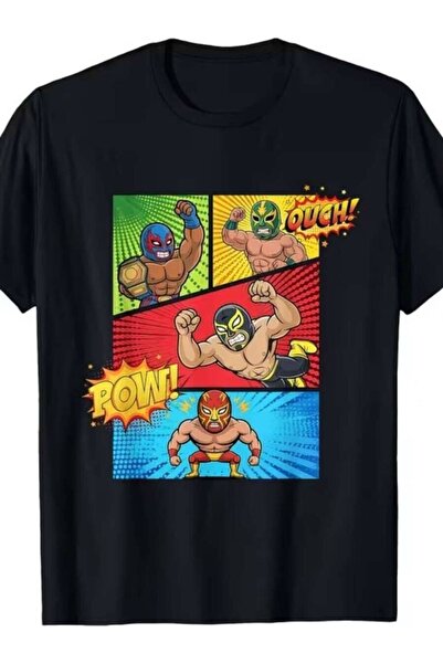 26LIK Men's T-Shirt Short Sleeve Graphic Printed Cartoon Lucha Libre Wrestler...