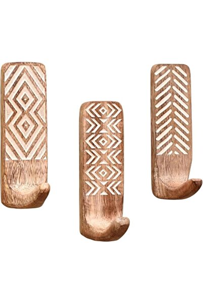 GENERAL IndianShelf Indian Shelf 3 Pack No Damage Wood Wall Hooks- Wood Hange...