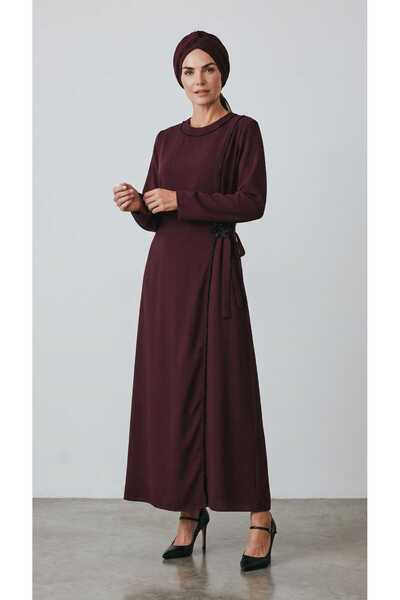 ECE GİYİM Women's Special Occasion Dress with Side Ties, Brooch, and Bead Det...