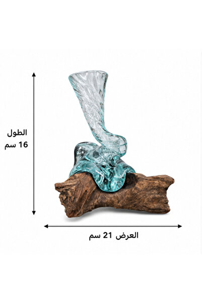 Generic Brand مزهرية زجاجية ديكورية بقاعدة خشبية طبيعية – تصميم حلزوني مميز ل...