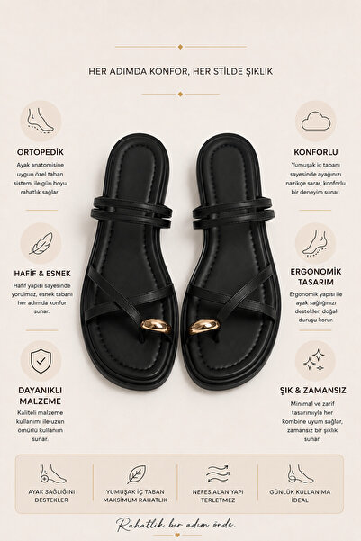 besoin shoes store Women's Gold Ring Detailed Daily Sandals