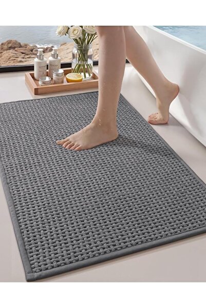 Color Geometry Color&Geometry White Chenille Bathroom Rugs 44x75 cm- Non Slip...