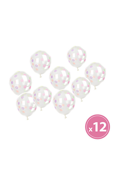 Alista Home Set de baloane transparente cu buline colorate, 12 bucăți, 30 cm
