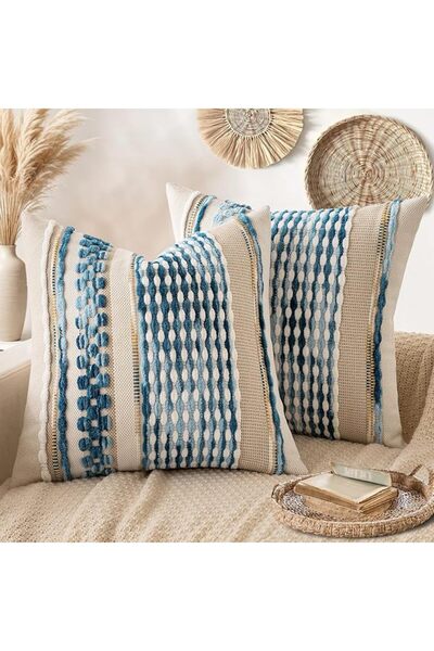 ANRODUO Pack of 2 Boho Decorative Throw Pillow Covers 18x18 Farmhouse Cushion...