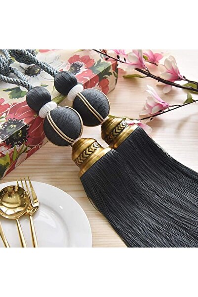 Generic European Style Beige Curtain Tie Backs with Tassel Decoration Set of 2