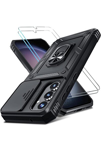 GENERAL [3 في 1] غطاء متوافق مع جالاكسي S24 FE مع غطاء منزلق لعدسة الكاميرا +...