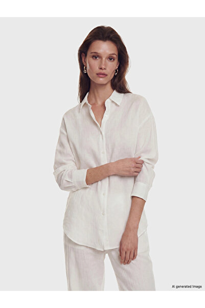 LC Waikiki Lcw Modest White Women's Muslin Shirt Tunic