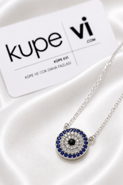 Küpevi Nazar Boncuğu Zircon Stone Stainless Steel Women's Necklace