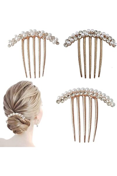 Hannea ® 3pcs Pearl Hair Comb Clip, Metal Claw Hair Clips Hair Comb Pin, Hair...