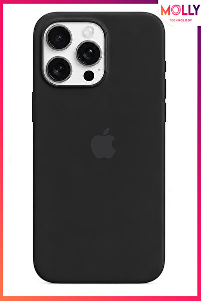 Molly iPhone 15 PRO İçin Siyah Lansman Soft İçi Kadife Silikon Kılıf