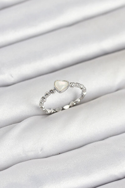 SORA GROUP Brass Silver Color Heart Model Women's Ring