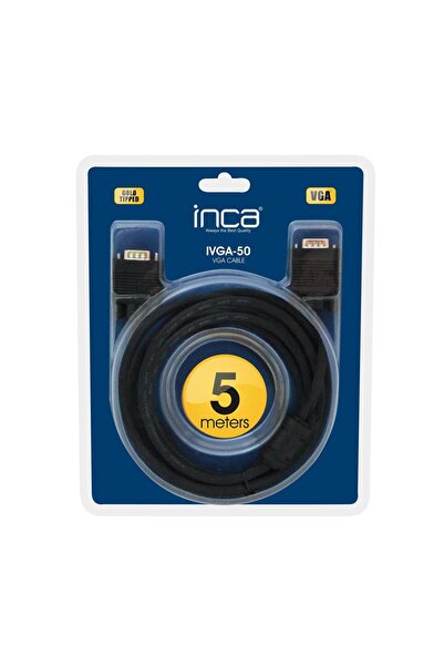 Inca IVGA-50 Vga 5MT Altın Uçlu Blister VGA Kablo (%99.50 Bakır)
