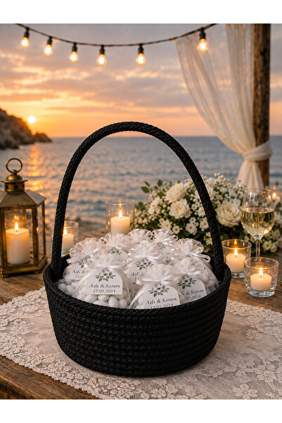 ÖRGÜM Wedding Basket Promise Basket Multi-Purpose Basket with Handle 15X7 cm