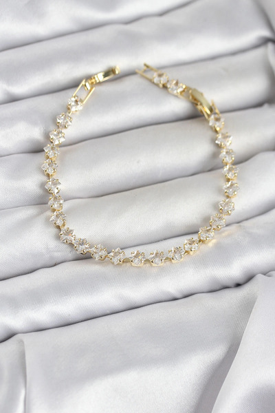 SORA GROUP Square Zircon Stone Gold Color Brass Waterway Women's Bracelet