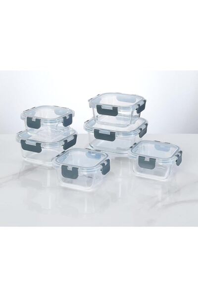 Generic set] Glass food preparation and storage containers with lids that pro...