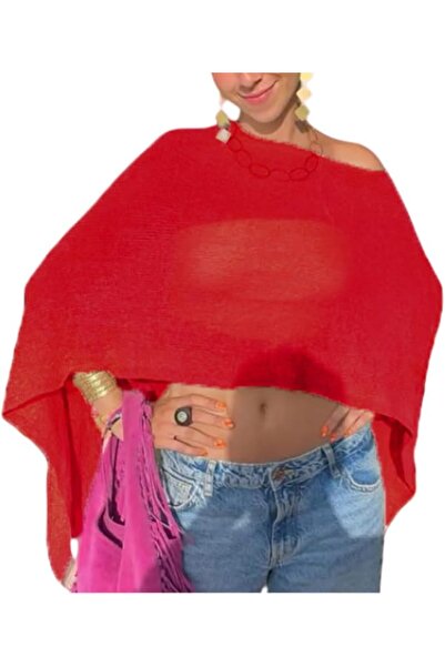 GENERAL Women Sheer Poncho Top Lightweight Knit Crochet Shrug Bolero Mesh Bat...