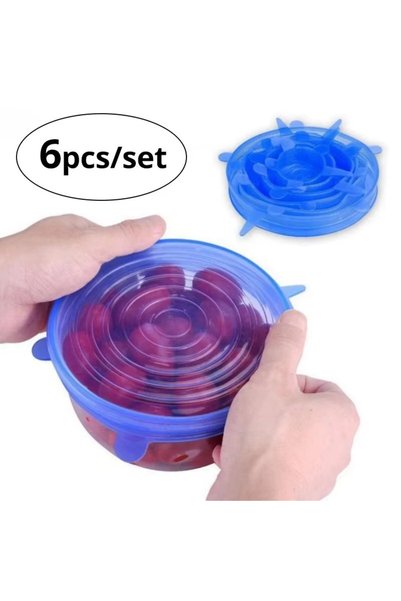 Choice1 Blue 6pcs/set Silicone Stretch Lids, Reusable Durable Food Storage Li...