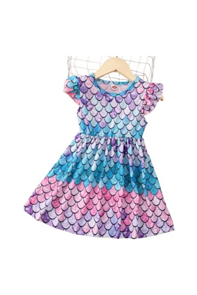 OEM Rochie de fetiță cu imprimeu multicolor, stil casual de vară, multicoloră...