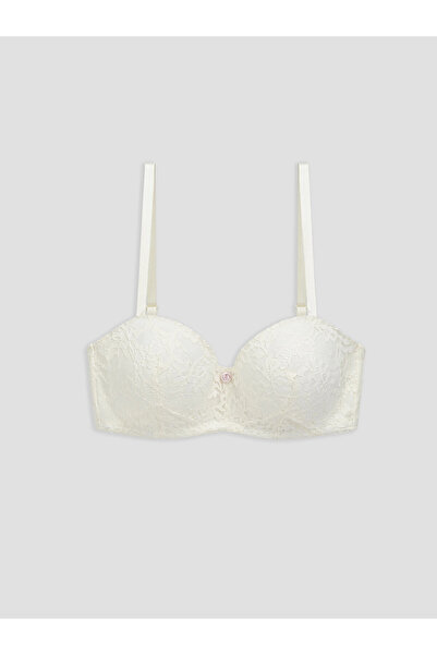 LC Waikiki Lcw Dream Ecru Underwire Non-Padded Lace Strapless Bra