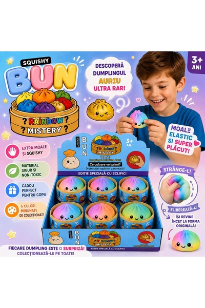 BaoBao Jucărie antistres squishy, gălușcă multicoloră din spumă, 8,5 cm, cu r...