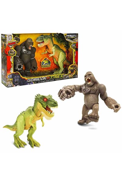 sunman oyuncak Lanard Primal Clash Gorilla T-Rex 2 Li Oyun Seti Sesli Işıklı ...