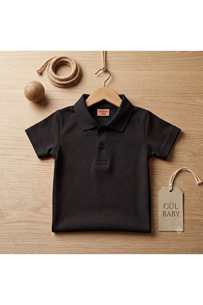 GÜL Baby Cotton Knitwear Polo Collar Girls' and Boys' School T-Shirt Short Sl...