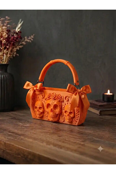 Verda Desing 3D Printing Orange Color Design Women's Bag with 3 Skulls – Spec...
